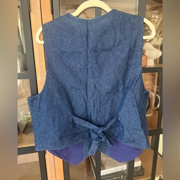 Vintage 90s Halloween vest denim chambray appliqué embroidered ghosts pumpkins - Picture 4 of 7